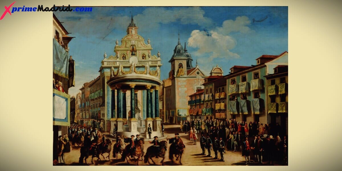 Fuente de La Puerta del Sol con motivo de la entrada en Madrid de Carlos III